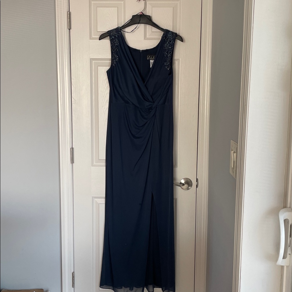 Alex Evenings Women's Navy Embellished Gown